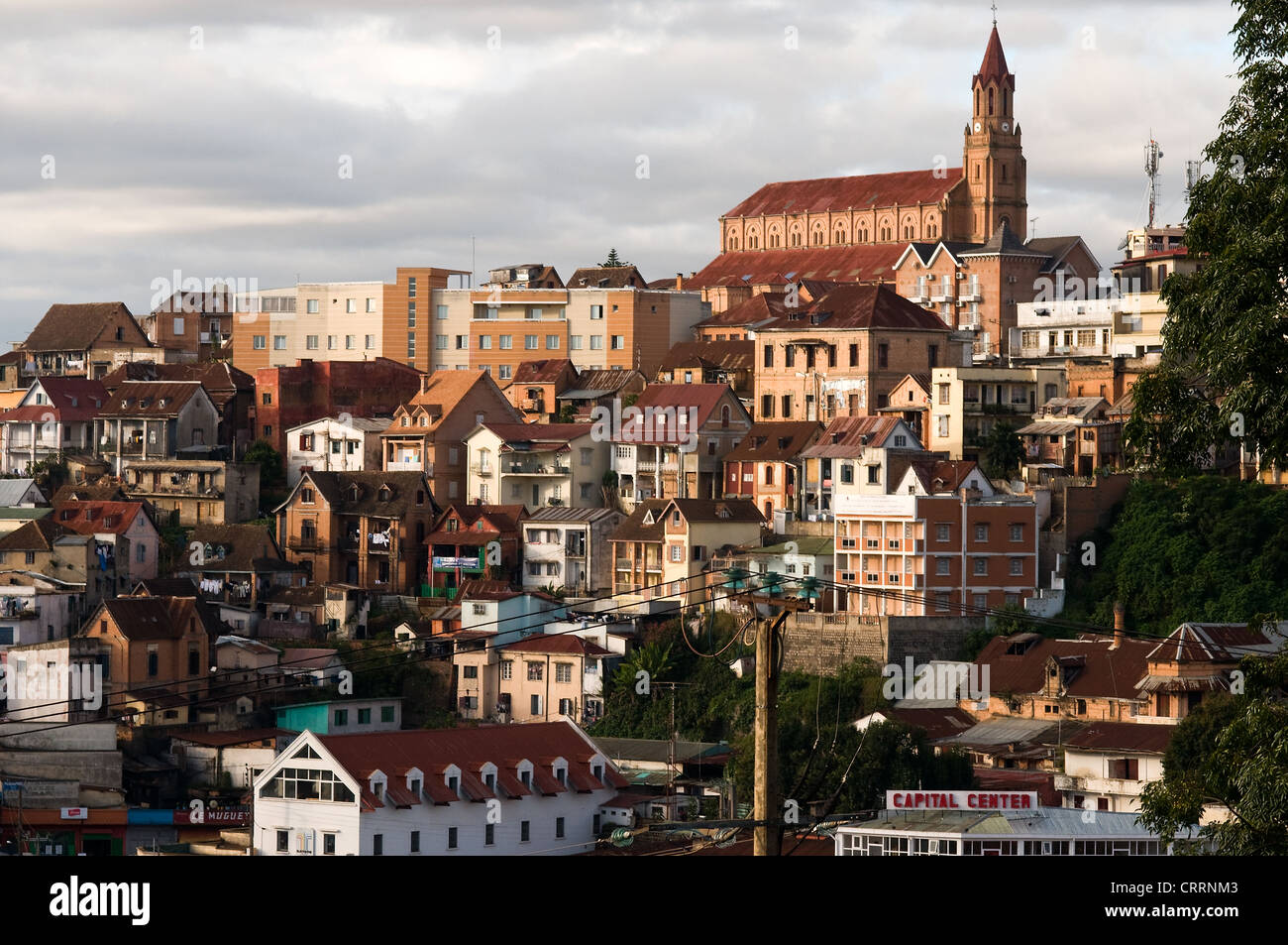 Faravohitra District and Andohalo Church, Antananarivo, Madagascar Stock Photo