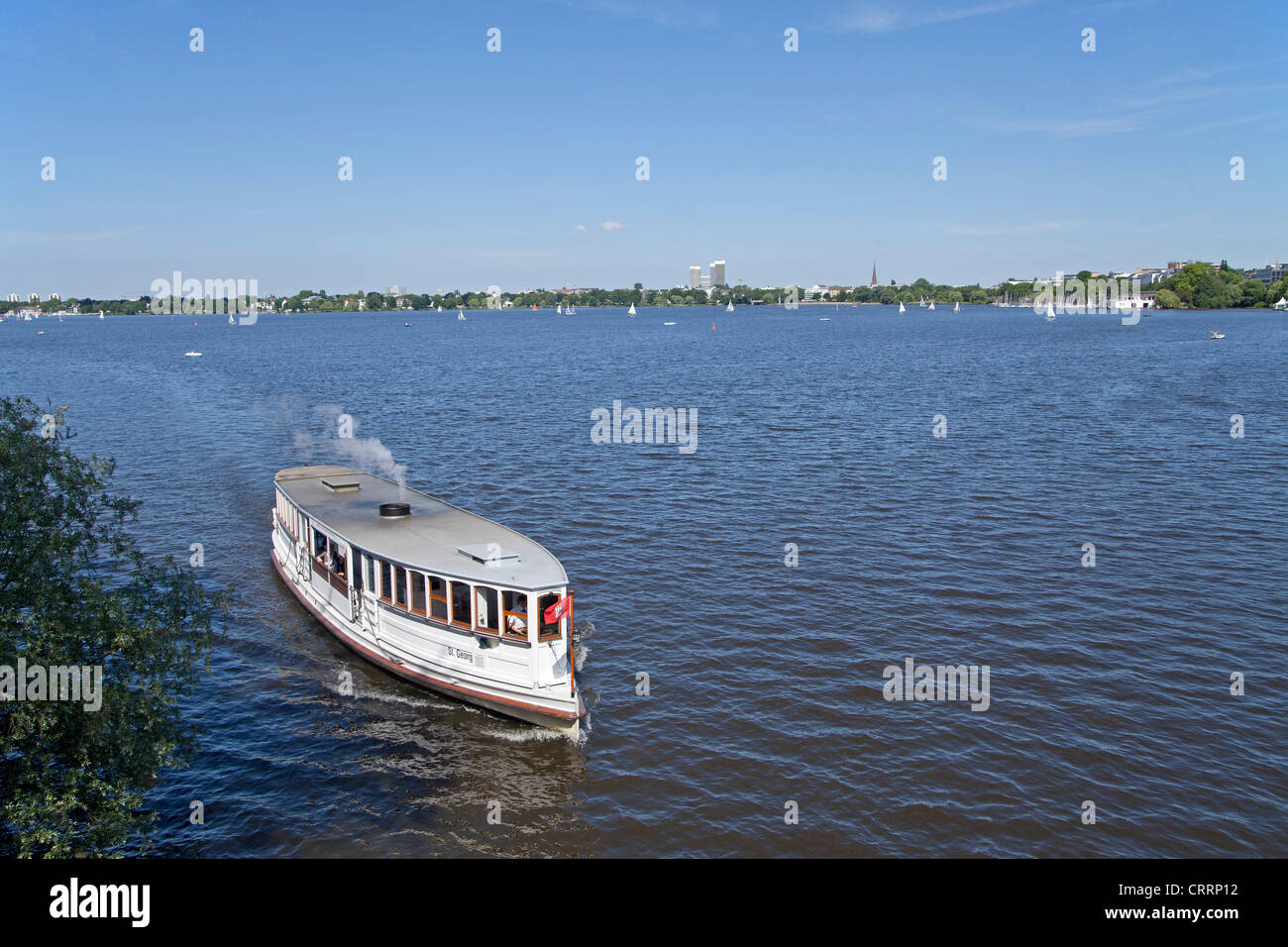 excursion boat, Aussenalster (outer Lake Alster), Hamburg, Germany Stock Photo