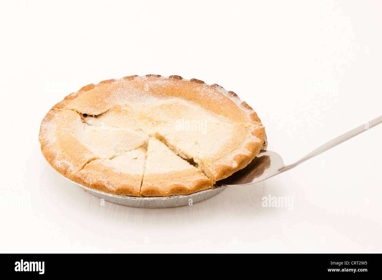 Apple pie with irregular, pie chart slices Stock Photo