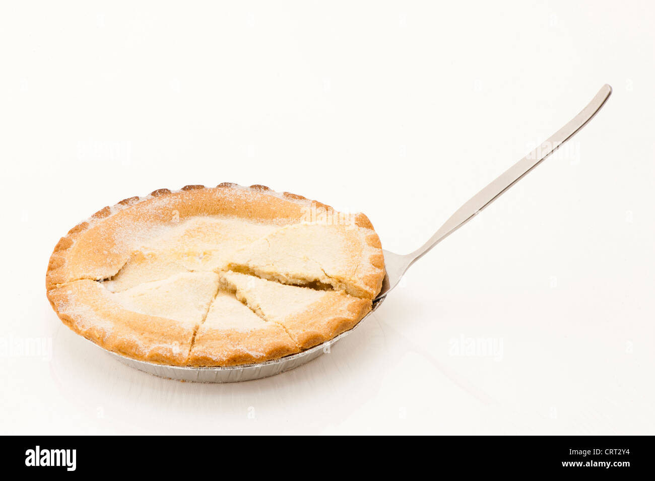 Apple pie with irregular, pie chart slices Stock Photo