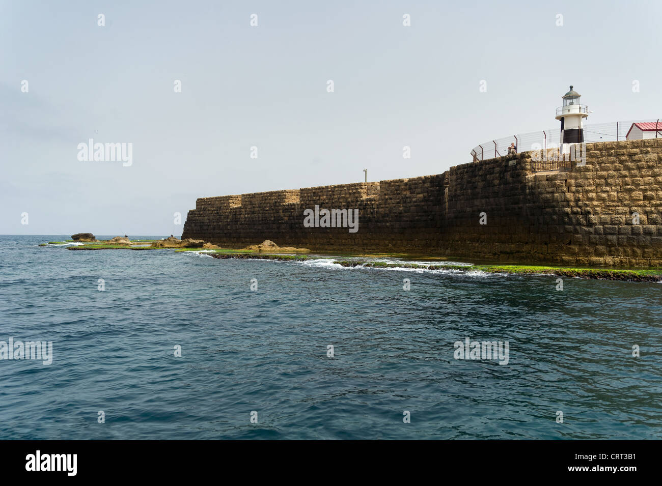 The view of historic sea walls in ancient Acre (Akko), Israel Stock Photo