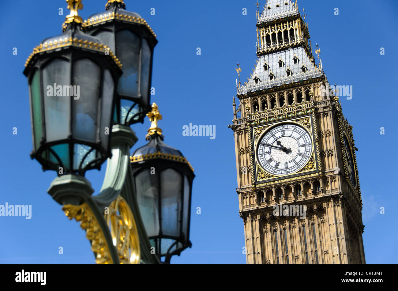 LONDON, United Kingdom — Elizabeth Tower, home to the iconic Big Ben bell, looms over the north end of the Palace of Westminster. The historic clock tower has become a symbol of both London and the United Kingdom. Stock Photo