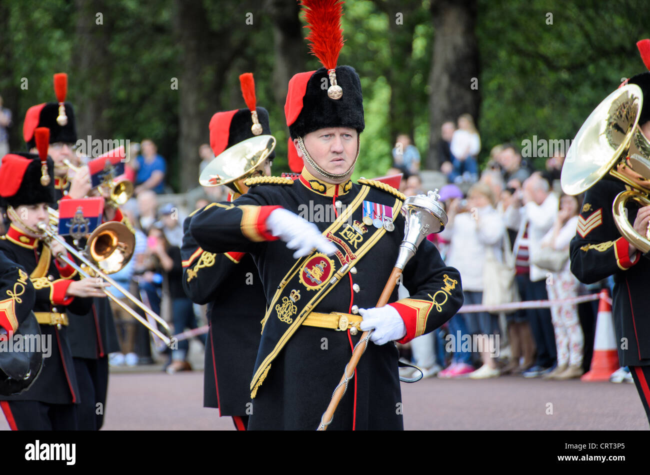 LONDON, UK Marching Band at the Changing of the Guard 169110950716x The band leader in front