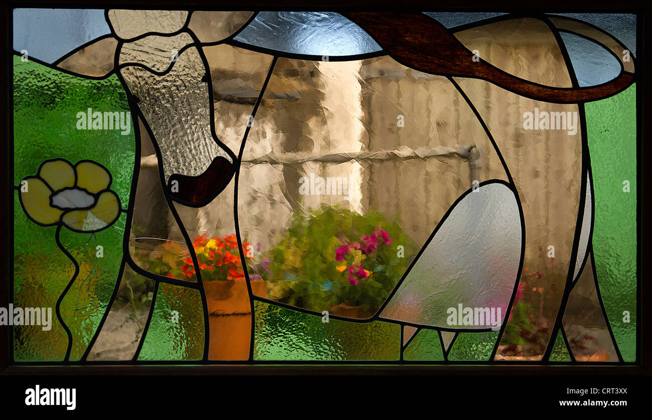 Modern Stain Glass Window Stock Photo