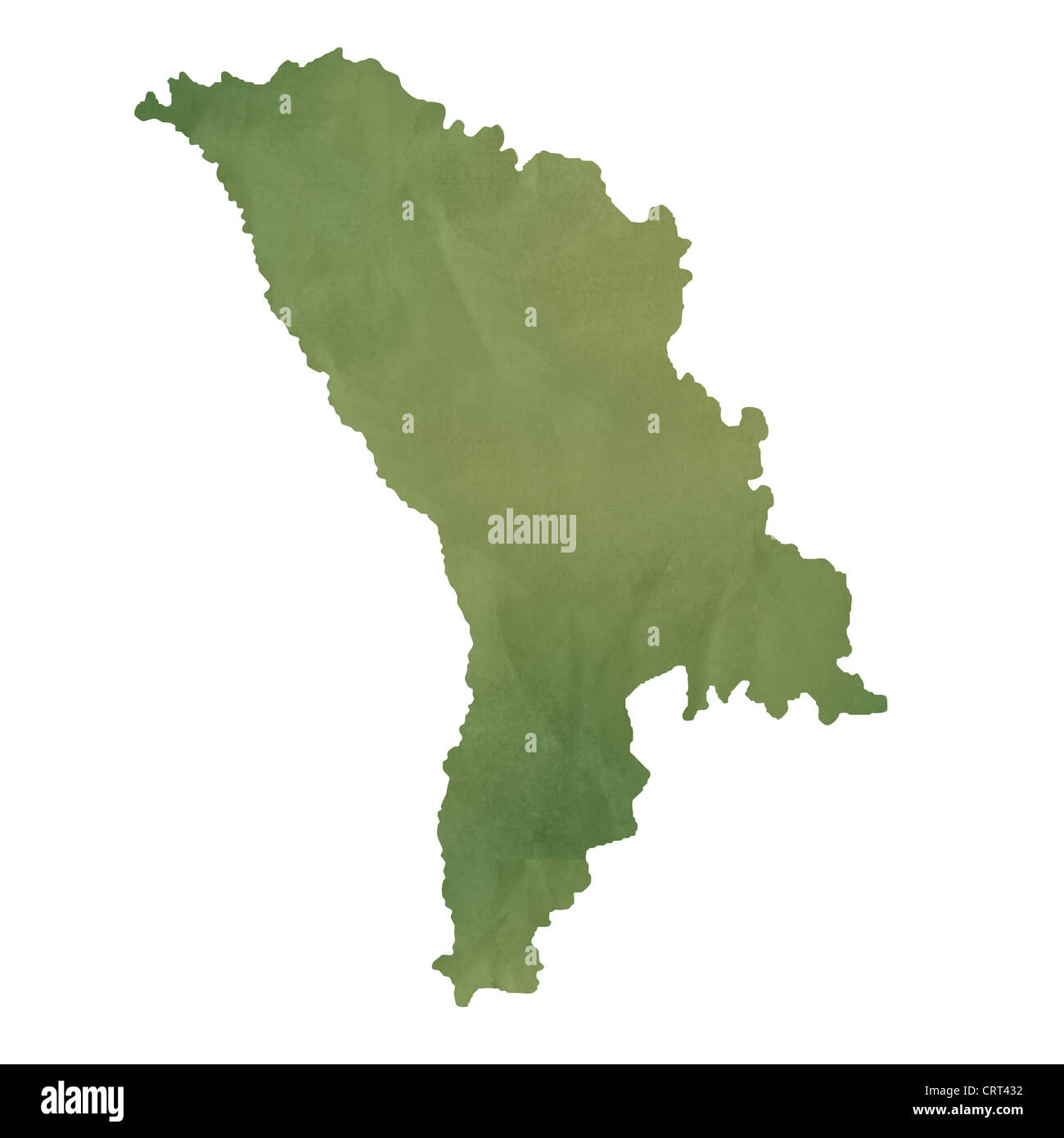 Moldova map in old green paper isolated on white background Stock Photo ...