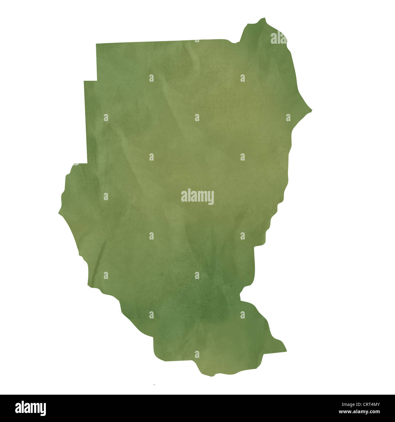Old green paper map of Sudan isolated on white background Stock Photo ...