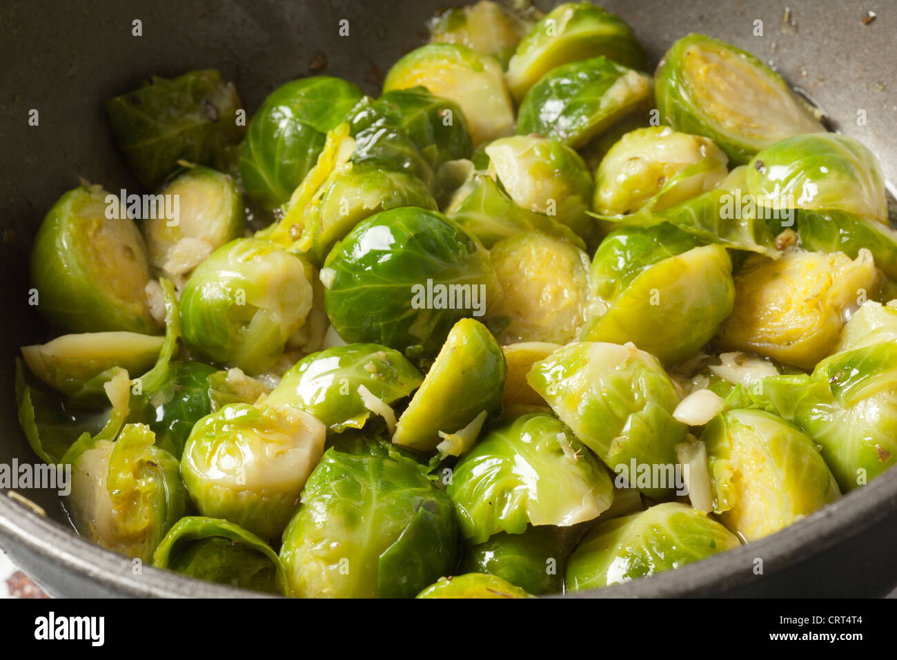 Pan fried Brussels sprouts Stock Photo Alamy