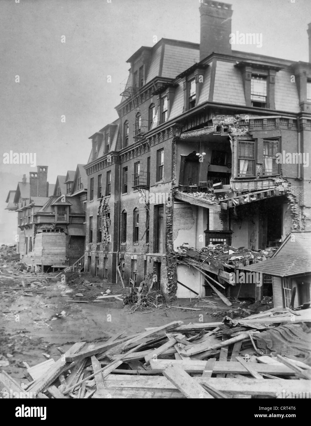 Club house press looking south, Johnstown Flood, Pennsylvania, May 31st, 1889 Stock Photo