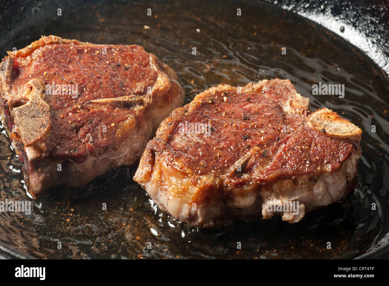 pan fried loin lamb chops Stock Photo Alamy