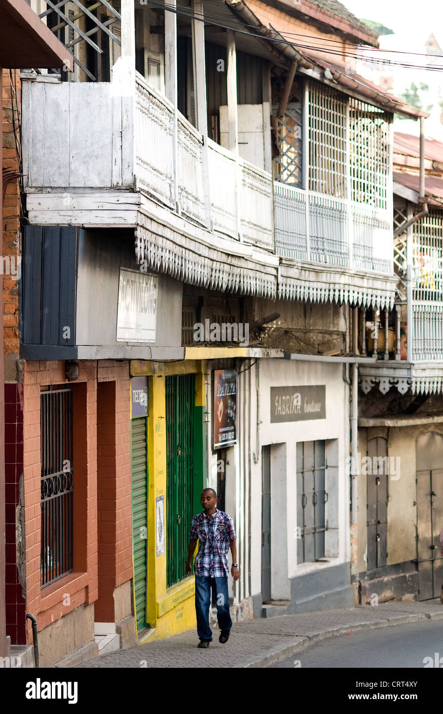 Street scene, Haute-Ville, Antananarivo, Madagascar Stock Photo