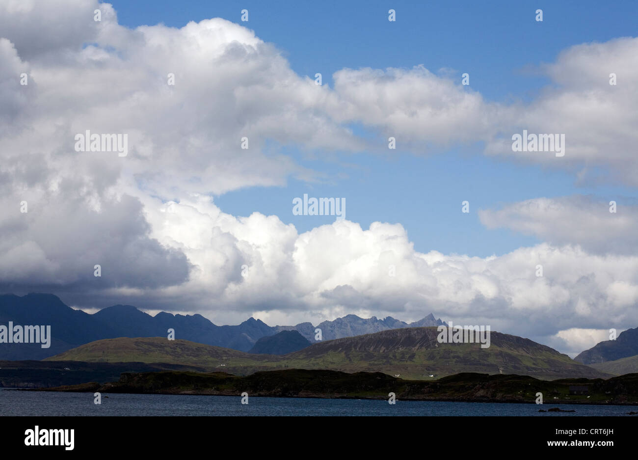 Cloud passing across The Cuillin Main Ridge from Tokavaig Sleat Isle of ...