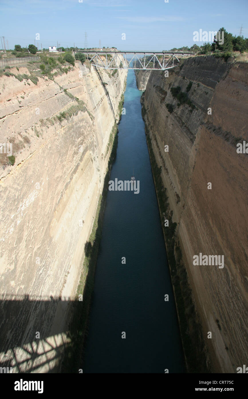 Corinth Canal view from above, Greece Stock Photo