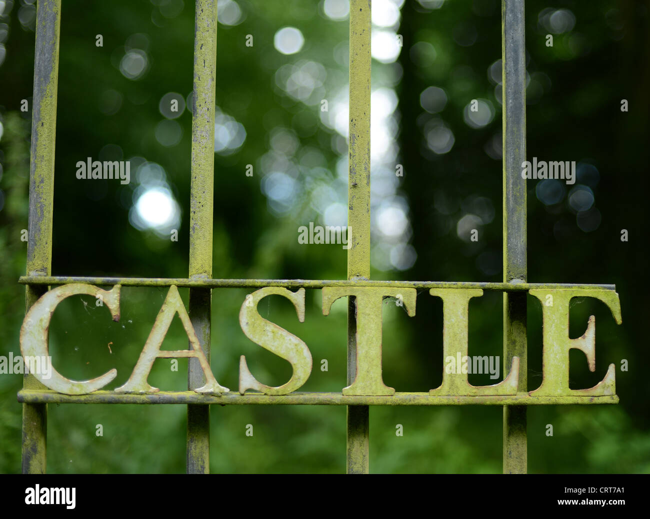 Castle sign on gate Stock Photo Alamy