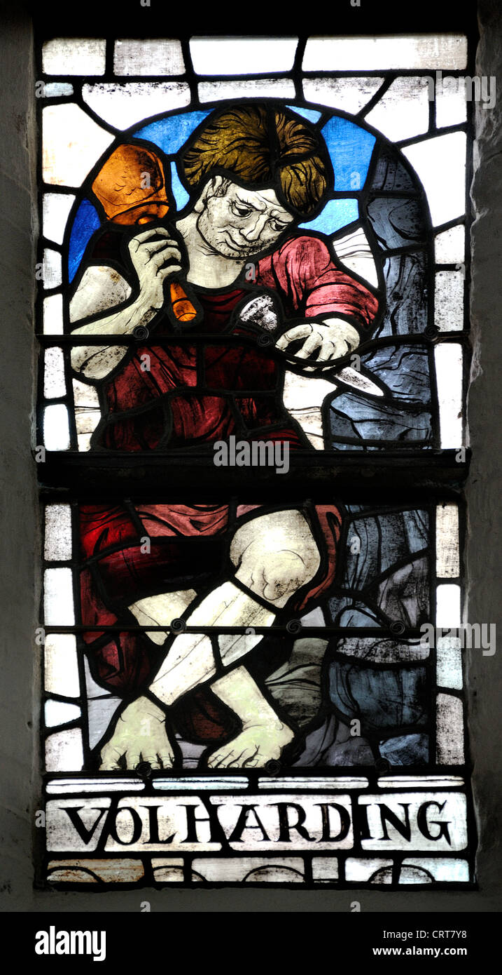 Delft, Netherlands. Oude Kerk ('Old Church' - Gothic) Stained glass window dipicting Volharding / Perseverance Stock Photo