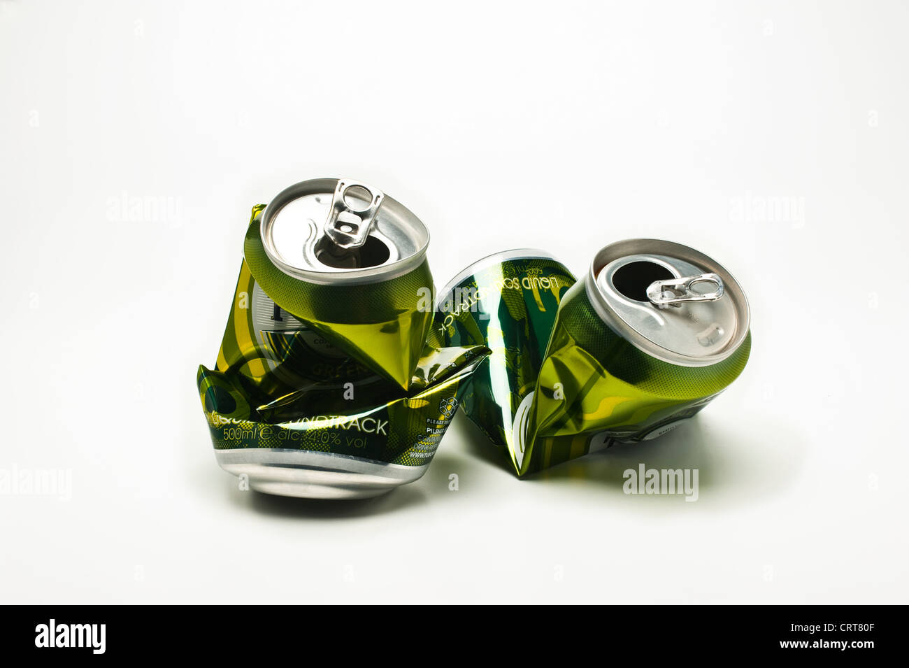 Crushed empty beer cans Stock Photo