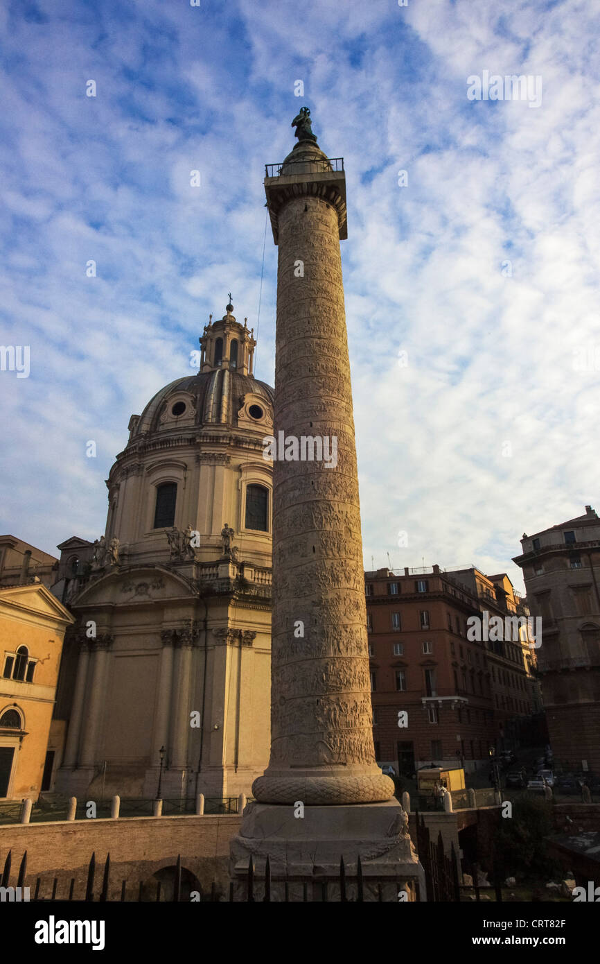 Europe Italy  Lazio Rome Traiano Column and  Basilica Ulpia Stock Photo