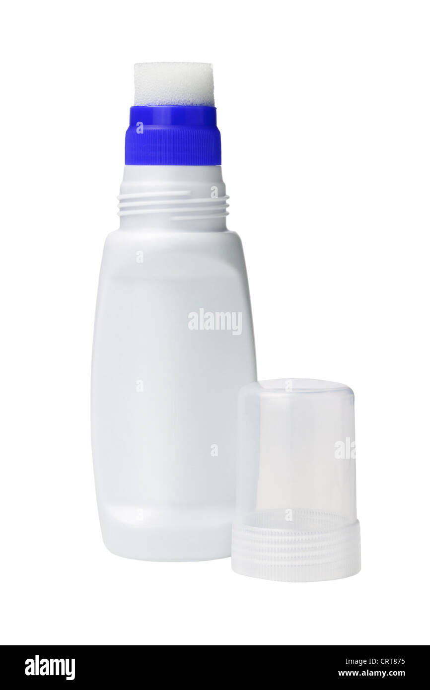 Plastic Bottle Liquid Shoe Whitener Applicator Stock Photo
