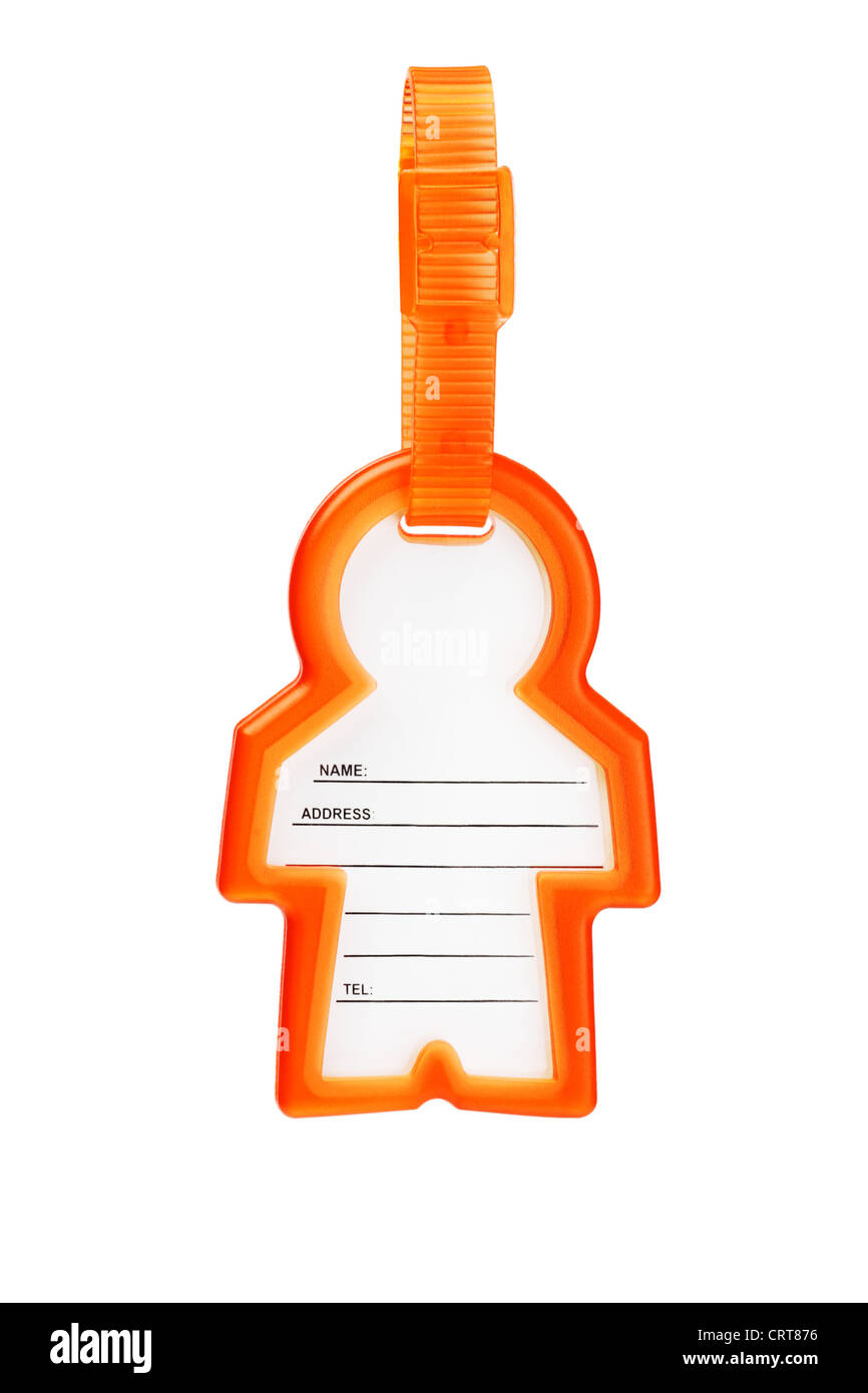 Plastic Luggage Tag on White Background Stock Photo Alamy