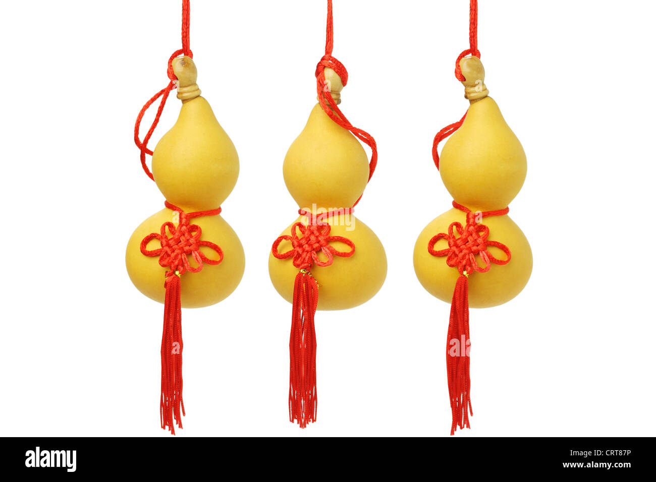 Chinese New Year Bottle Gourd Ornaments on White Background Stock Photo