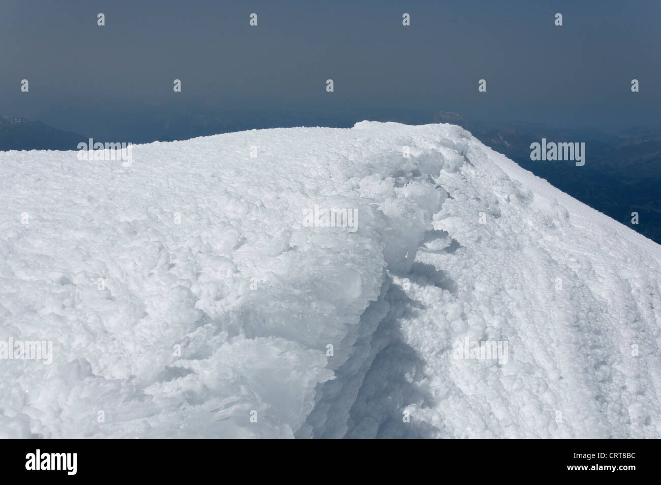 The summit ridge of Mont Blanc Chamonix Stock Photo