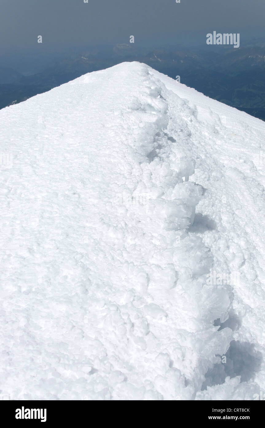 The summit ridge of Mont Blanc Chamonix Stock Photo