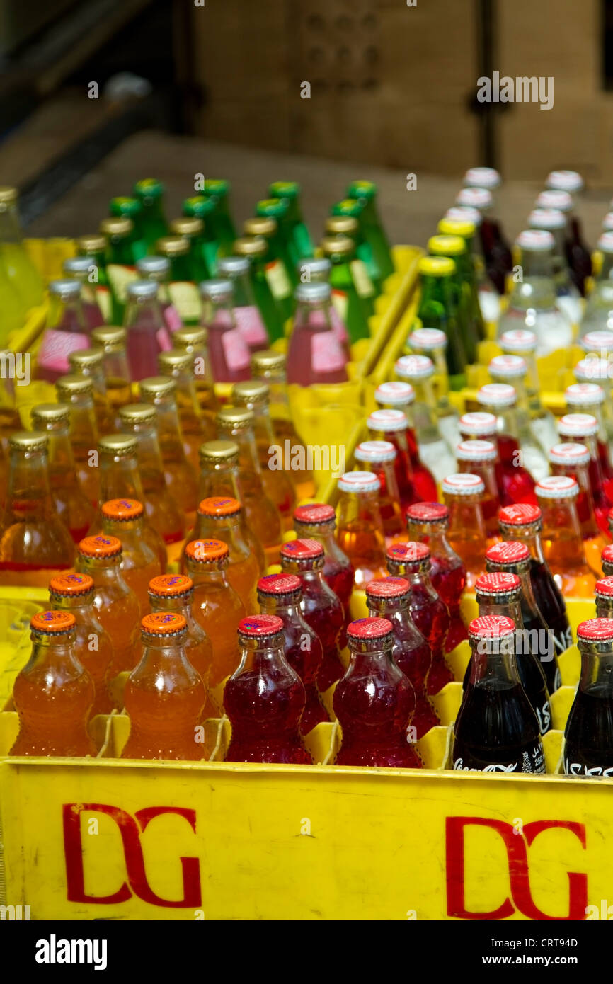 Bottled soft drinks for sale at Brixton Village, Brixton Market Stock Photo