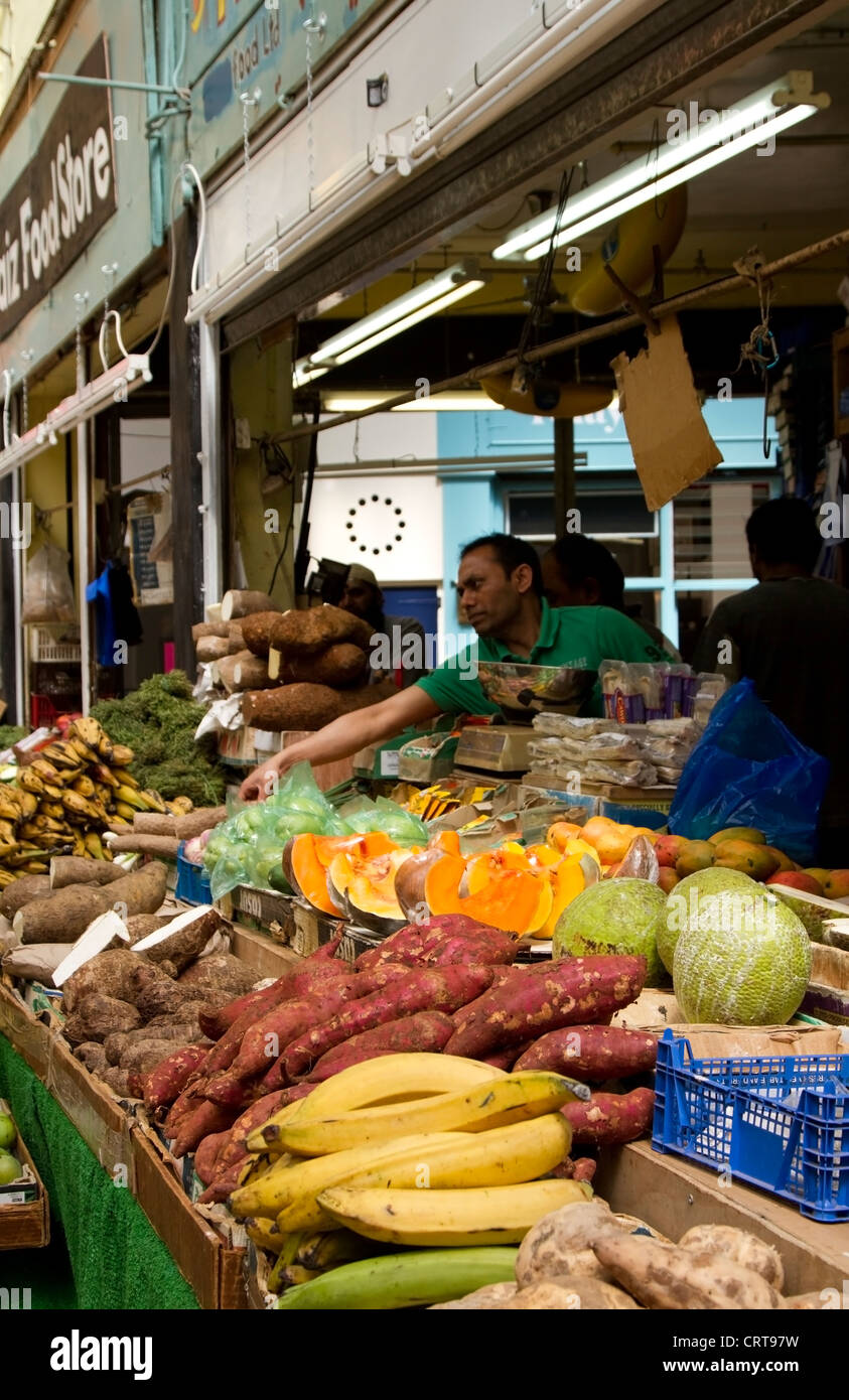 Fruit and vegetable store in Brixton Village, Brixton Market Stock
