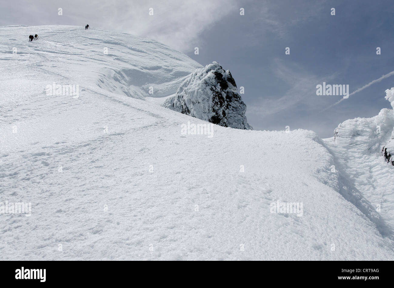 Alpine climbers high on the Bosses ridge of Mont Blanc Stock Photo - Alamy