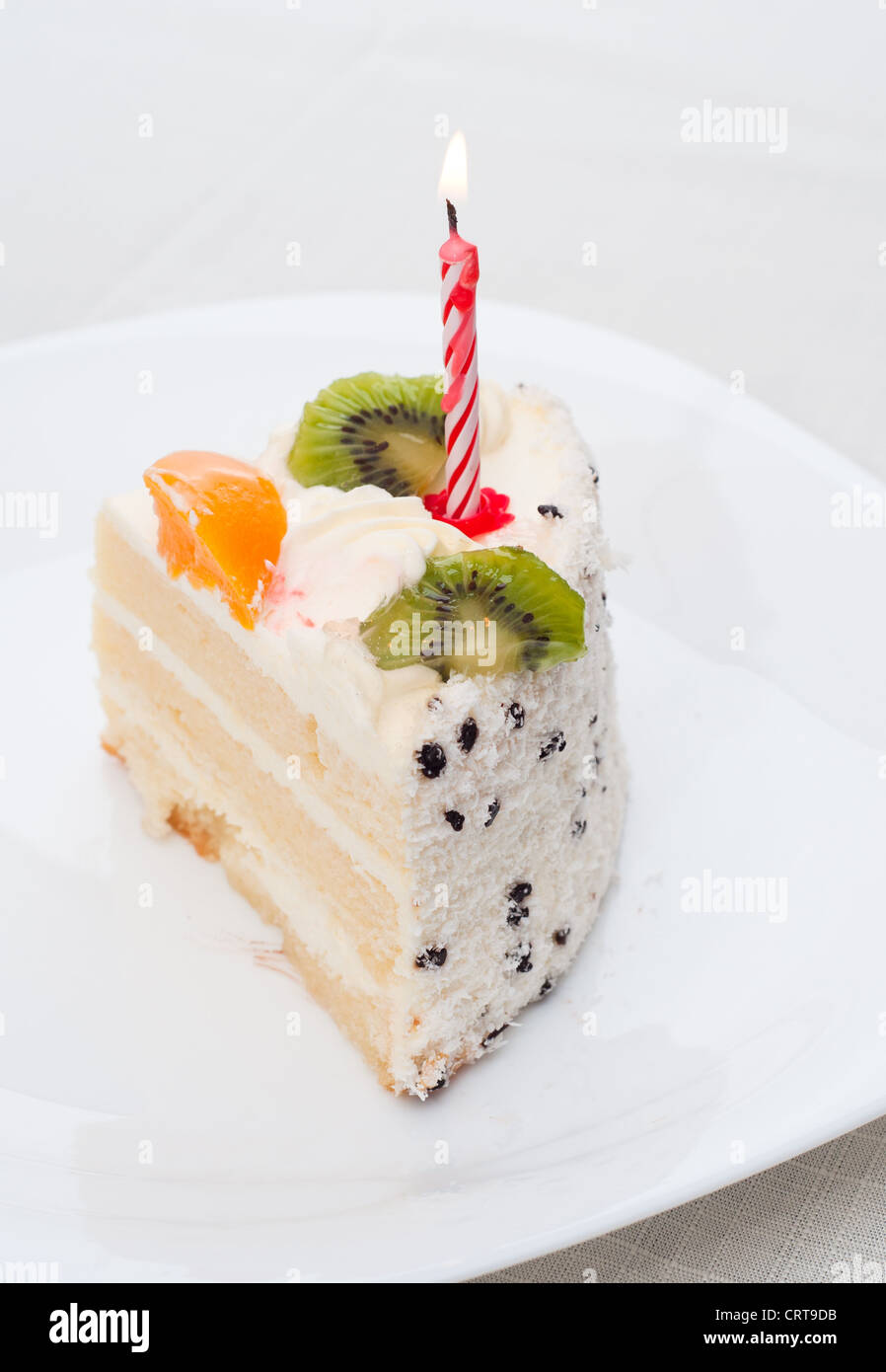 pie of torte with light on plate Stock Photo