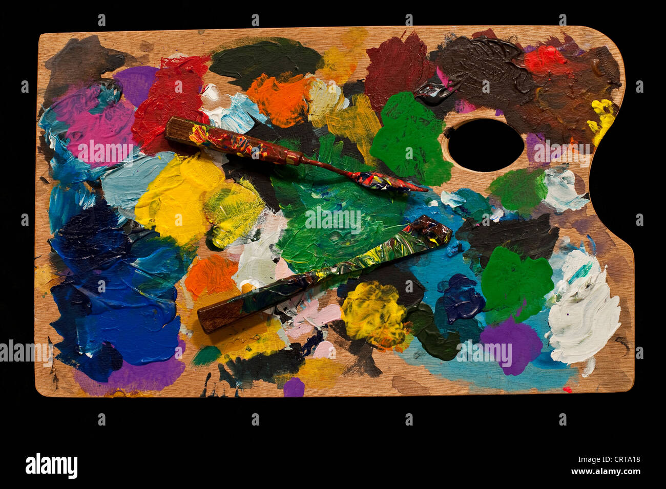 Artist palette with paint knife for mixing paints Stock Photo 49092548
