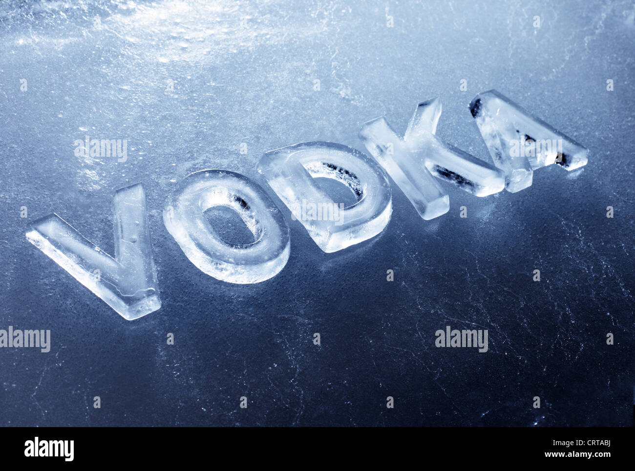 Word Vodka (alcoholic drink) made with real ice letters Stock Photo Alamy
