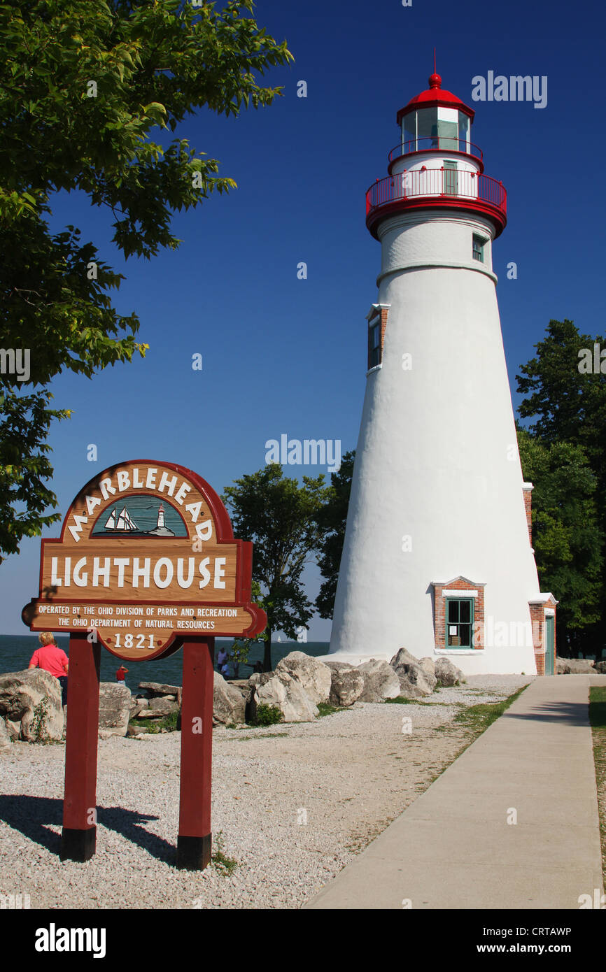 Marblehead Lighthouse on Lake Erie. Lighthouse at Marblehead, Ohio, USA. Stock Photo