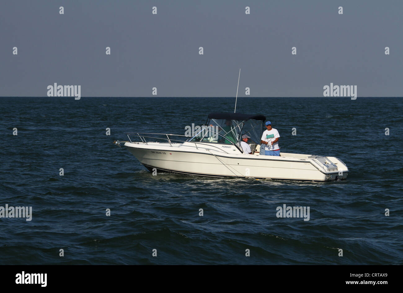 Fishing Lake Erie. Boat on lake Erie. Near Marblehead, Ohio, USA. Stock Photo