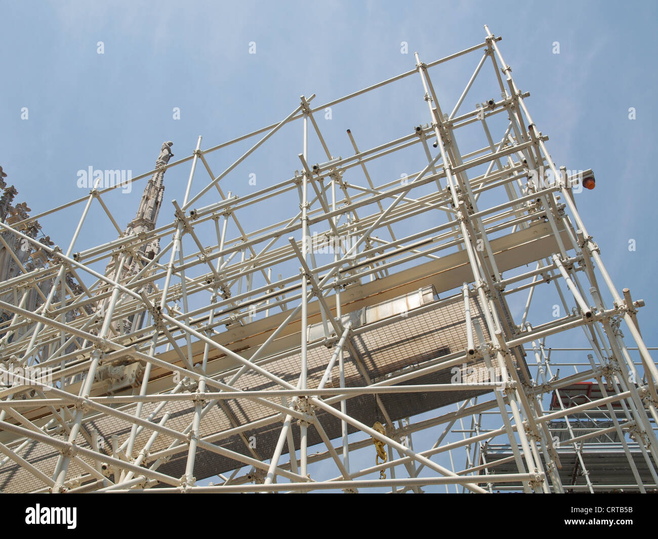 Temporary scaffold for construction works at building site Stock Photo