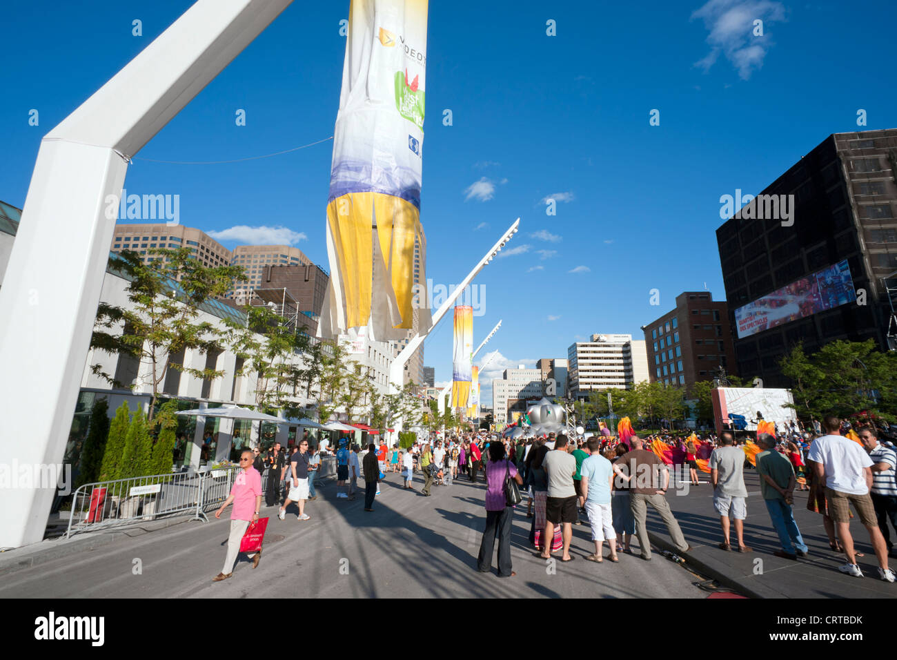 Crowd gathered for the Just for Laughs festival, on Place des Festivals