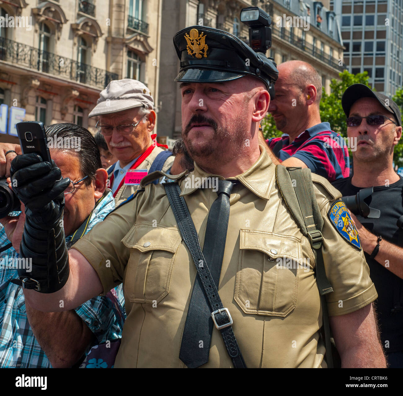 Paris, France, Macho Men in Military UniformMarching on Street in the  annual Gay Pride (LGBT) Pariade Stock Photo - Alamy