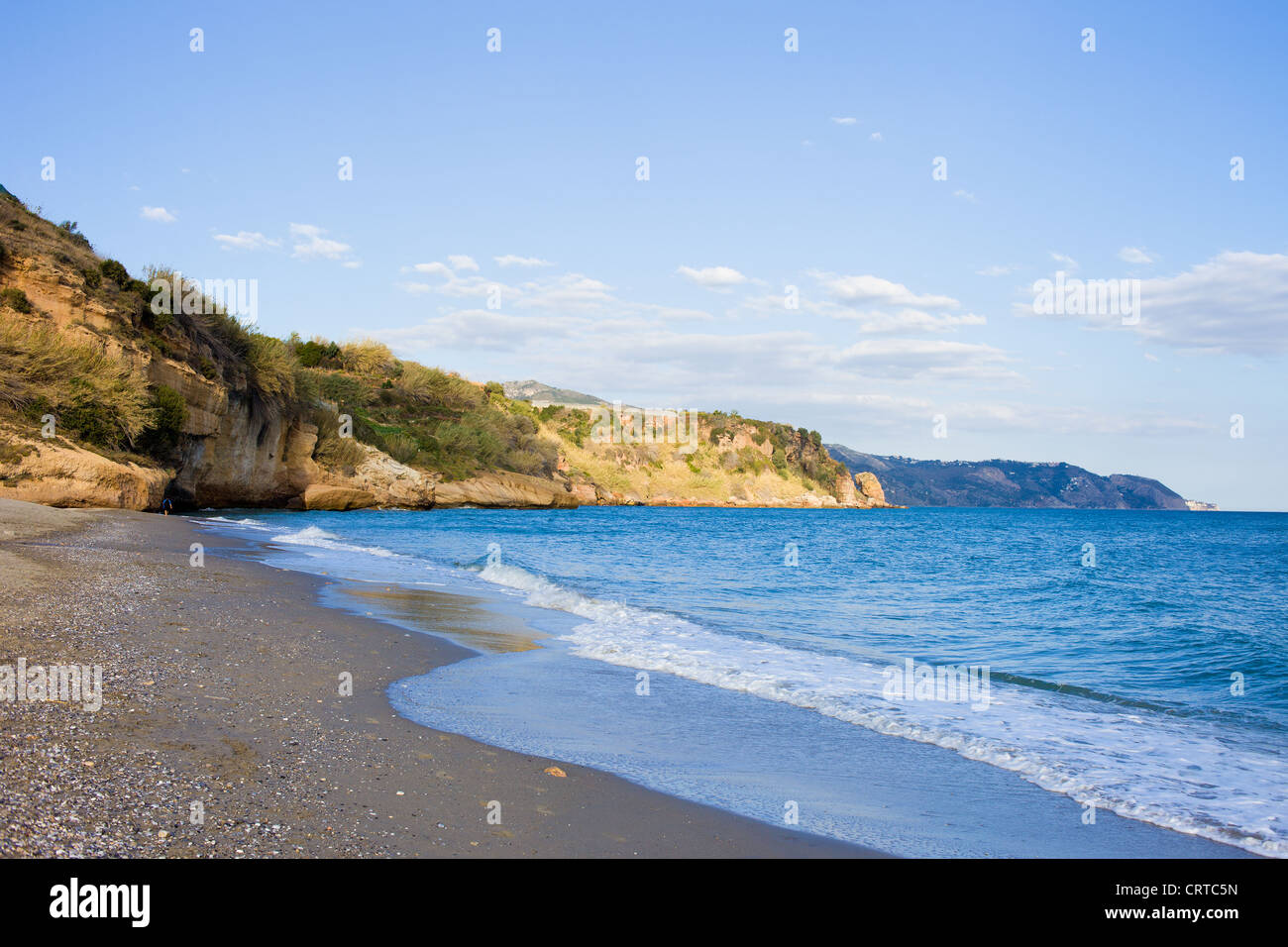 Burriana beach in Nerja, Costa del Sol, Andalucia region, Malaga province, Spain. Stock Photo