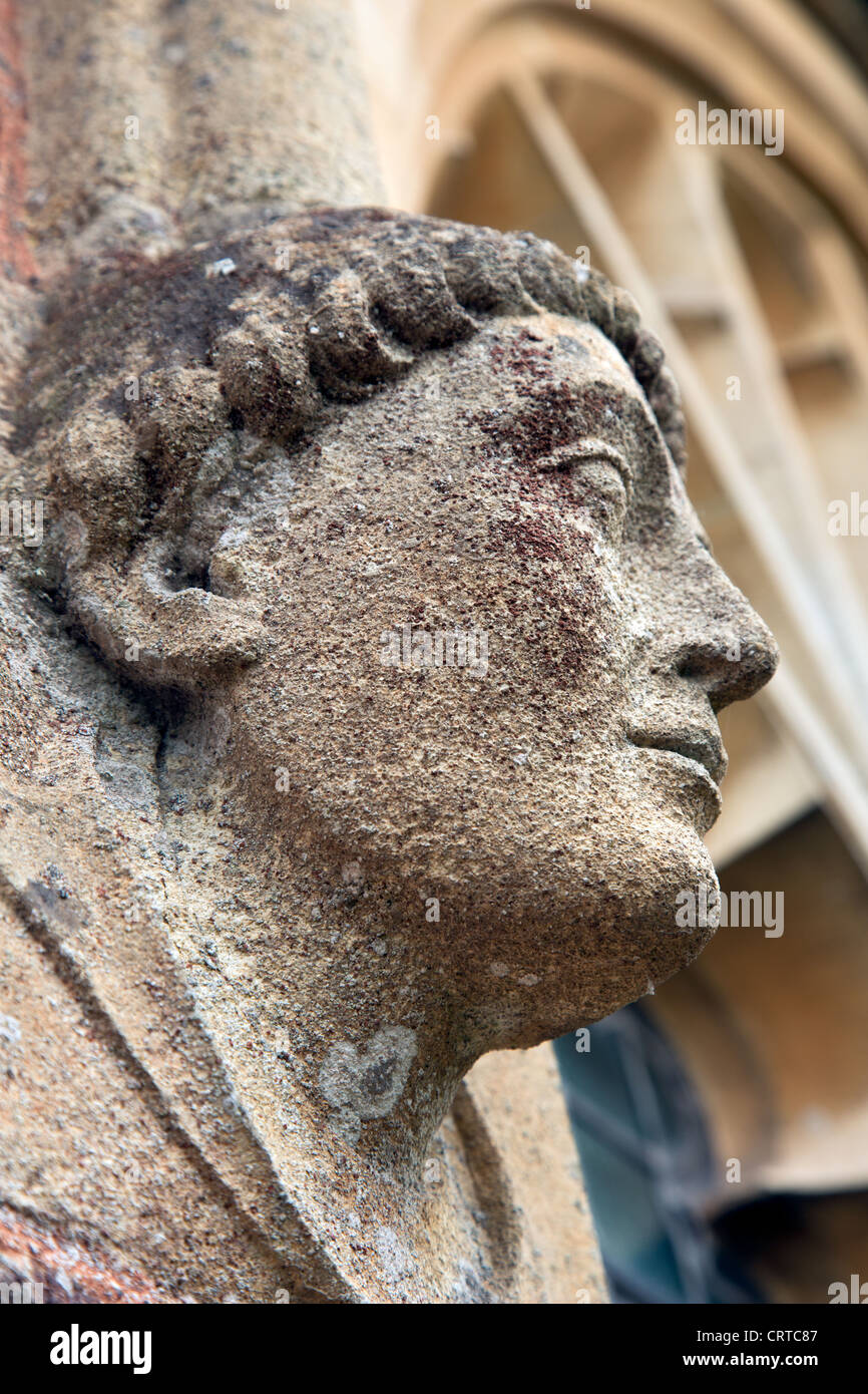 Stone head of a monk Stock Photo Alamy
