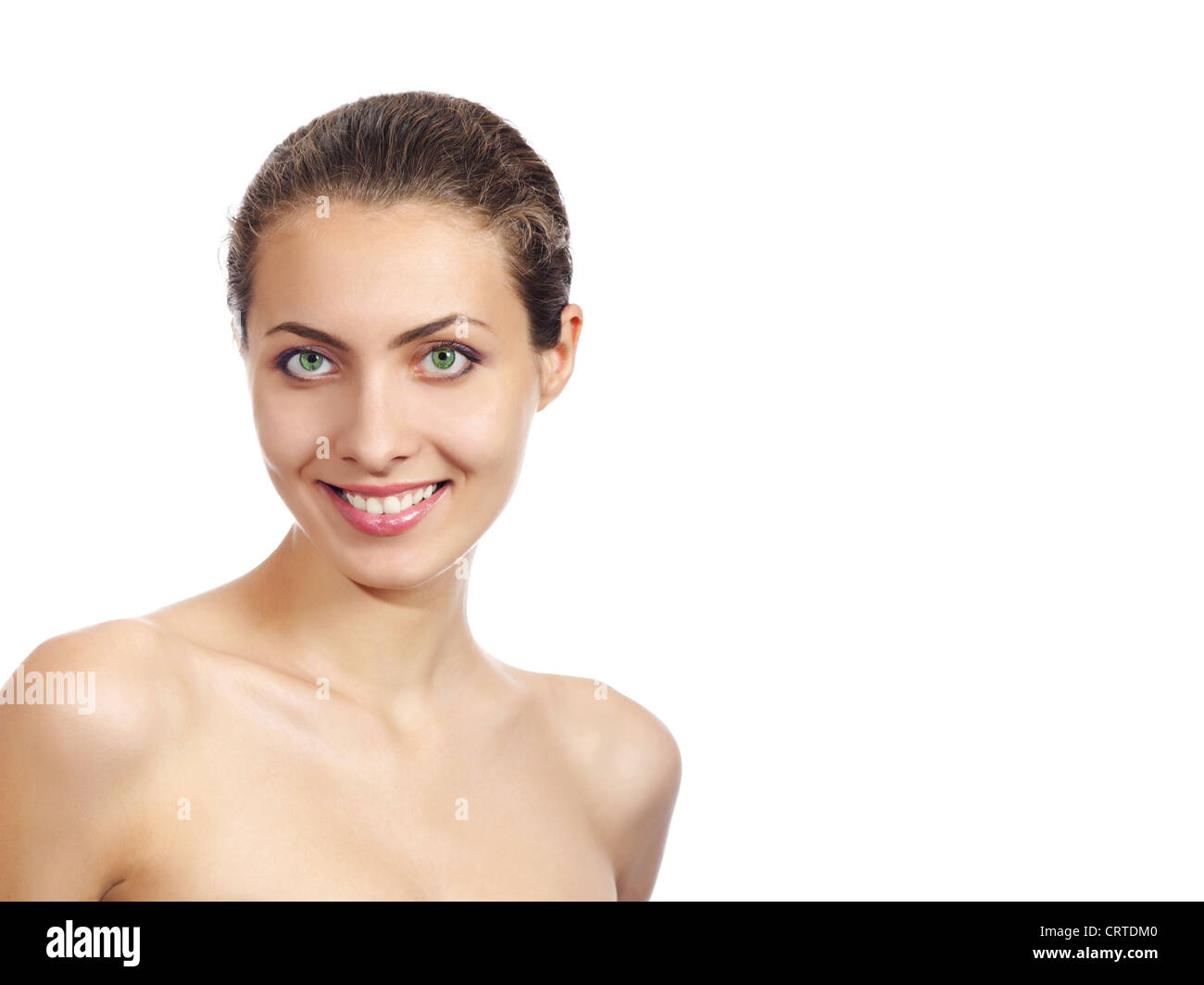 Beauty. A beautiful young woman smiling on white background Stock Photo ...