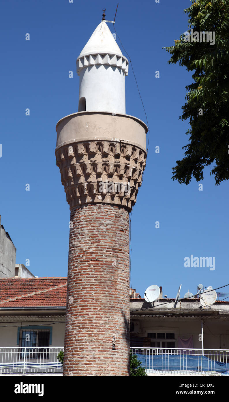Turkish brick-built minaret, Selcuk, Turkey, Asia Stock Photo