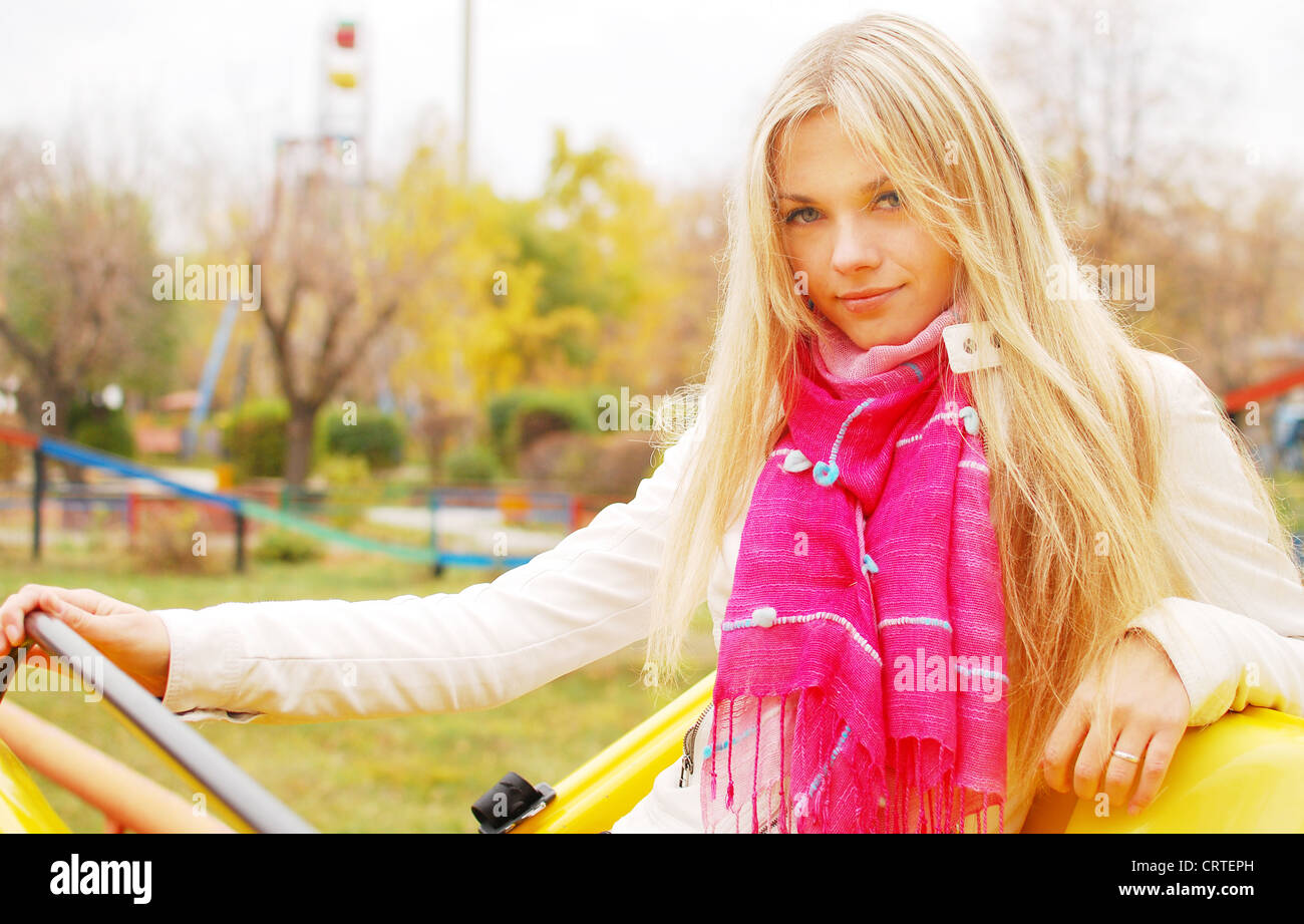 young pretty woman in autumn park Stock Photo - Alamy