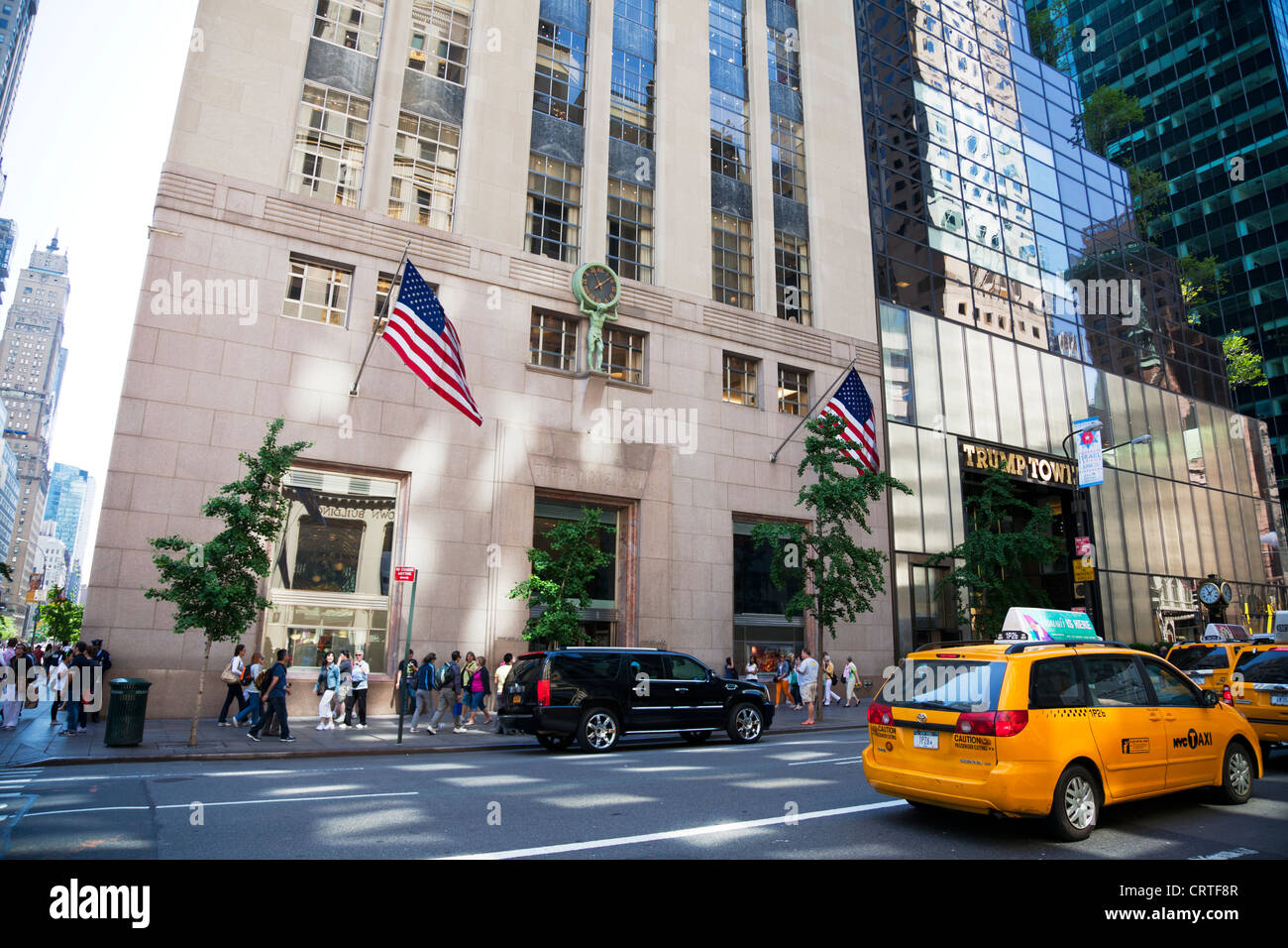 Tiffany & Co Jewelry Store in New York City Fifth Avenue location entrance & Trump Tower next door Stock Photo