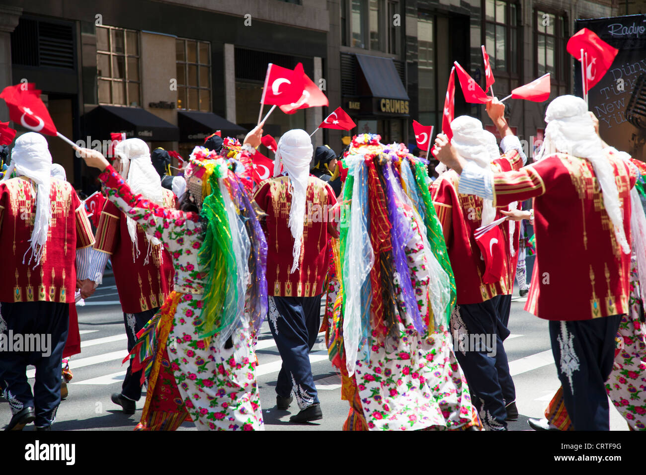 Turkish parade in New York city, Manhattan Turks with flags and