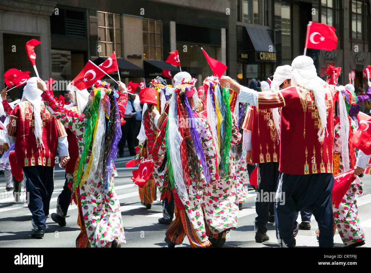 Turkish parade in New York city, Manhattan Turks with flags and