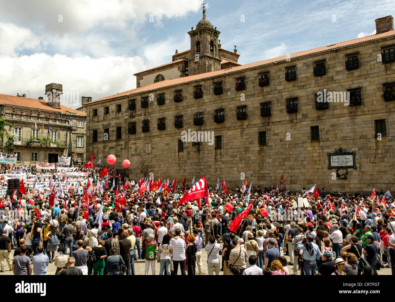 Protesters against the new taxation system in Santiago de Compostela North Spain Europe Stock Photo