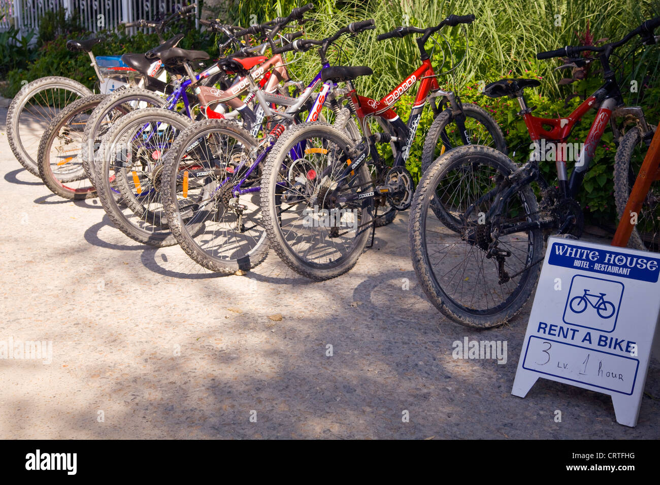 Rent a bike, bicycles for hire in Balchik, Bulgaria Stock Photo