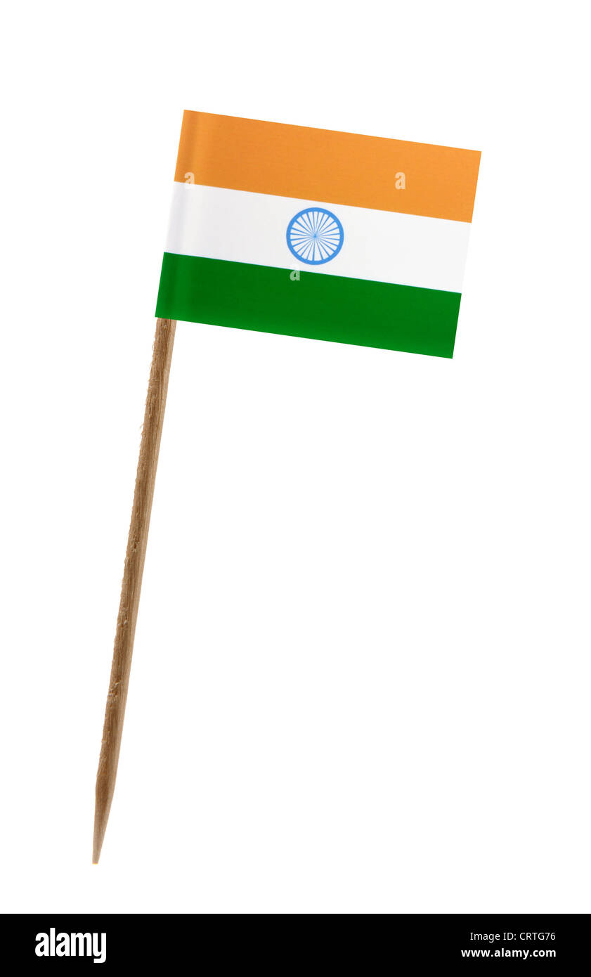 Tooth pick wit a small paper flag of India Stock Photo