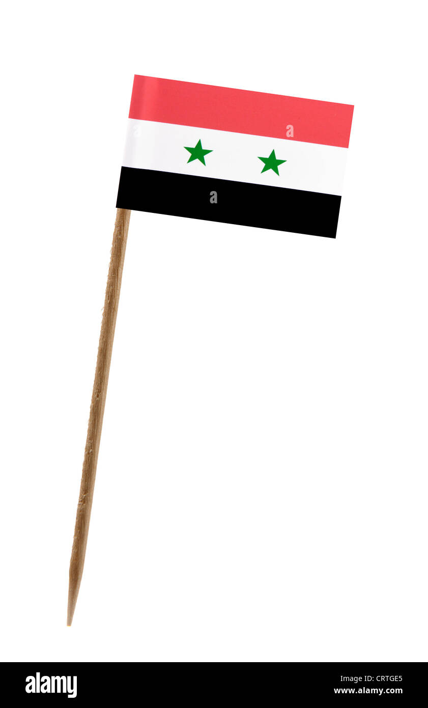 Tooth pick wit a small paper flag of Syria Stock Photo