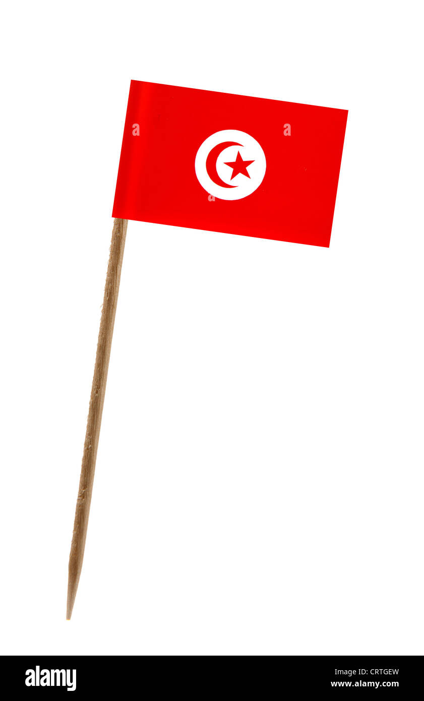 Tooth pick wit a small paper flag of Tunisia Stock Photo