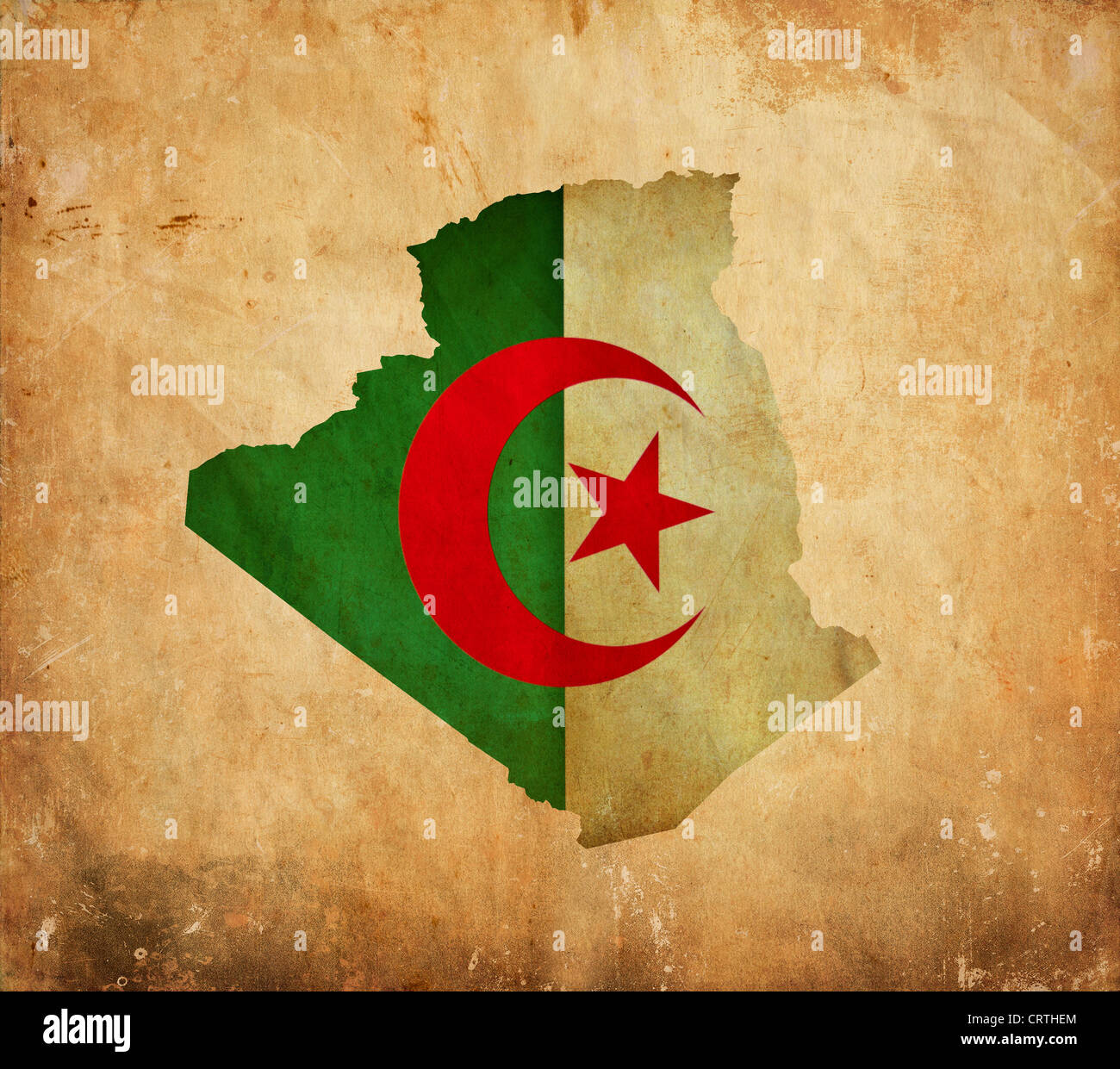 Vintage map of Algeria on grunge paper Stock Photo - Alamy